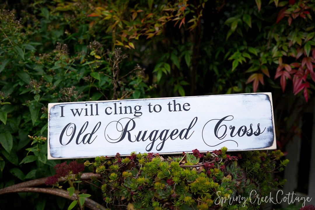 Hand-painted Wood Plank Sign: the Old Rugged Cross - Rustic Farmhouse ...