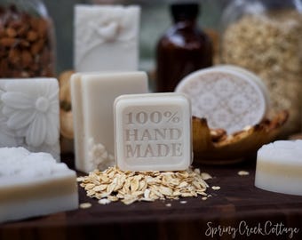 Oatmeal Milk and Honey Shea Butter Soap | Gentle Exfoliating Coconut Oil Bar | Handmade Natural Body Care Spa Gift Box & Guest Favors