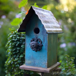 Hand-Painted Rustic Bird House: Pacific Northwest Timber Porch Decor