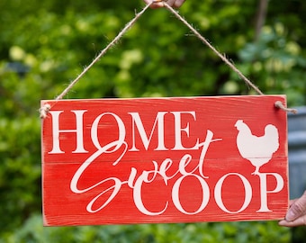 Hand-painted Chicken Coop Signs Barn Signs Home Sweet Coop Handcrafted Custom Farmhouse Wood Sign Beautifully Handcrafted On Rustic Barnwood