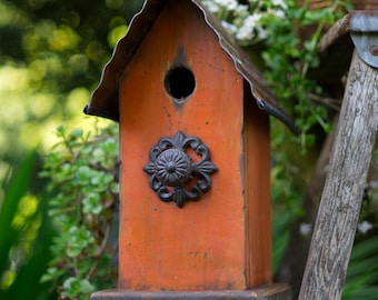 Hand-Painted Rustic Decorative Bird House: Pacific Northwest Timber Porch Decor