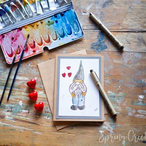 Handgemachte Grußkarten Aquarell Karte 15x20 Blanko Liebesbrief Karte Mit Umschlag Handbemalte Original Einrahmbare Zwergenkunst für Deine Liebsten
