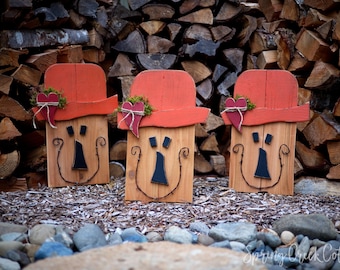 Hand-Painted Cedar Scarecrow Wall Hanging | Primitive Fall Porch Decor