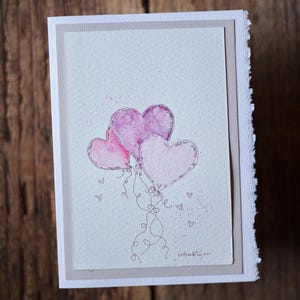 Tarjetas de acuarela hechas a mano de 5x7 con borde desbarbado, tarjeta de nota de amor en blanco con sobre, arte original pintado a mano y enmarcable para su ser querido