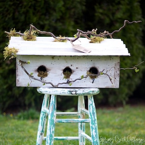 Handcrafted Rustic Bird House: Vintage Farmhouse Decor