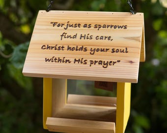 Personalized Cedar Bird Feeder: Custom Memorial Gift for Wild Birds