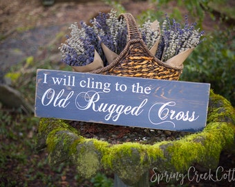 Inspirational Signs, The Old Rugged Cross, Word Art, Handpainted, Rustic SIgns, Wood Signs, Typography, Religious Gifts, Home Decor