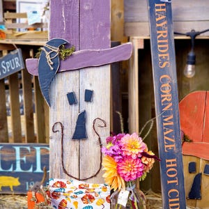 Pumpkin Jack A Primitive Scarecrow Hand-painted Beautifully On Rustic Barnwood Planks