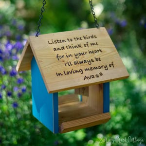 Engraved Cedar Pet Memorial Bird Feeder: Custom Dog Cat Name Keepsake