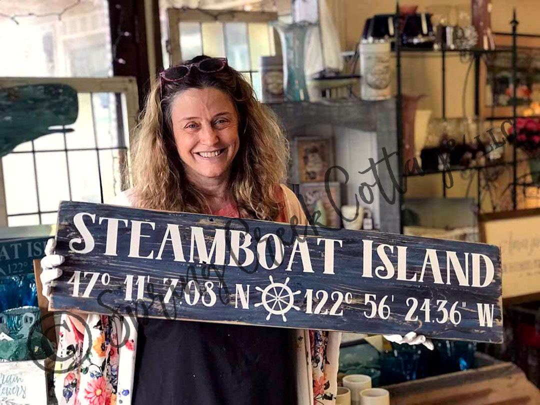 Custom GPS Coordinates Sign: Rustic Hand-painted Barnwood Beach Decor ...