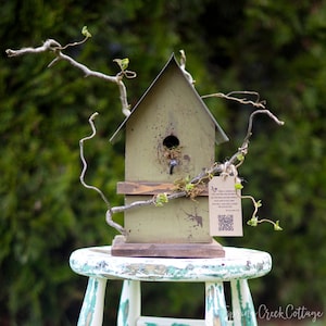 Rustic Bird House: Hand-Painted Pacific Northwest Timber Porch Decor