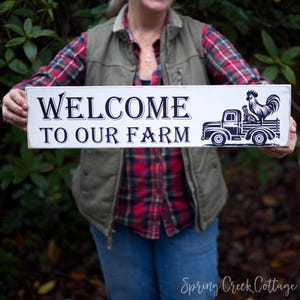 Welcome To Our Farm Sign: Hand-Painted Rustic Barnwood Kitchen Decor