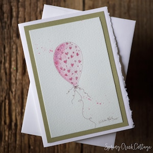 Carte d'anniversaire lunatique faite à la main, aquarelle 5 x 7 pouces, carte de voeux vierge avec bordure, enveloppe, oeuvre d'art originale à encadrer peinte à la main pour les enfants