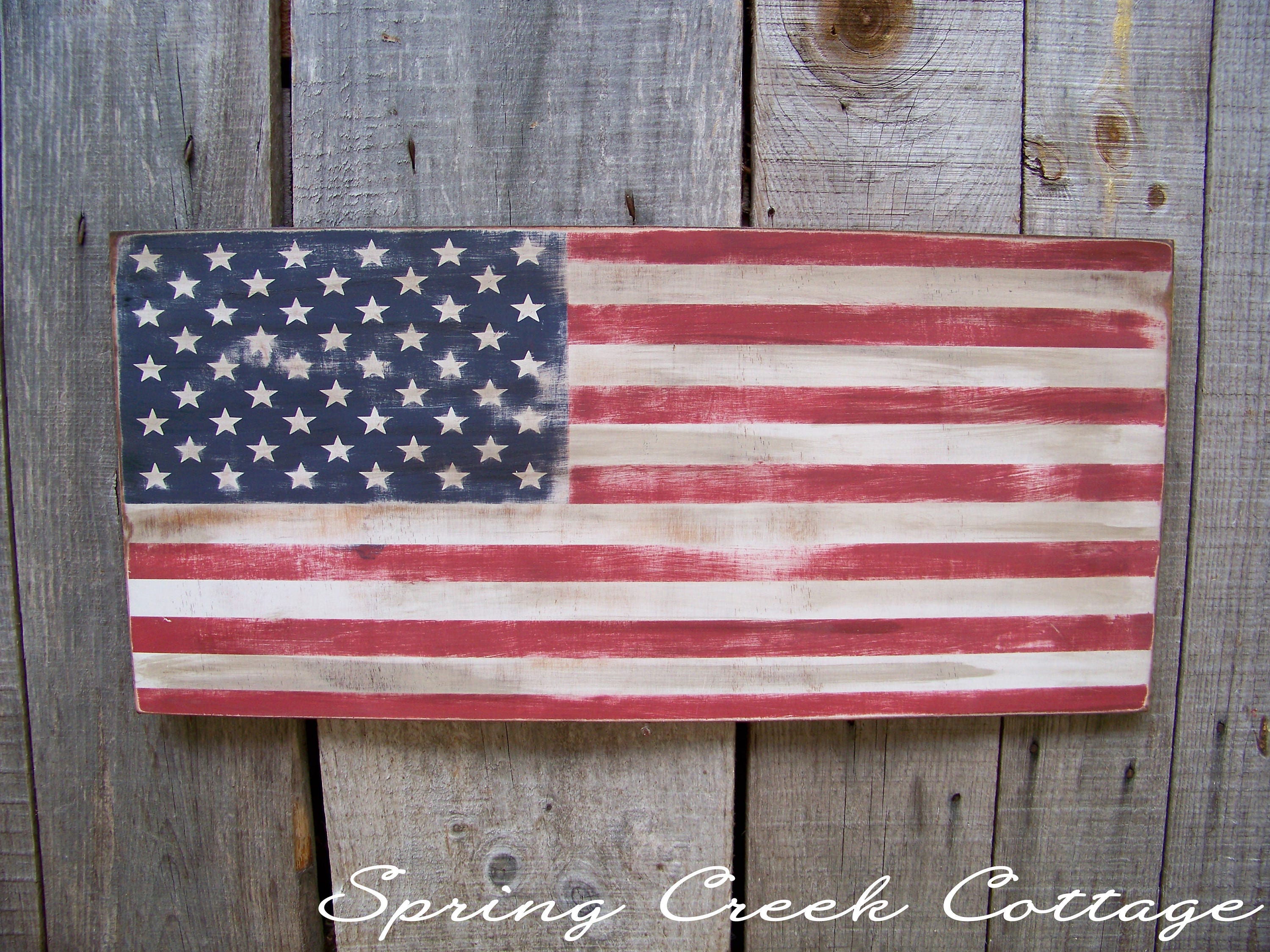 Wood Flag Wall Art Patriotic Rustic Flag USA Wooden Flags Etsy