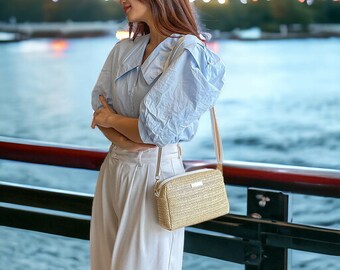 Stylish Woven Straw Clutch | Summer Beach Handbag for Women | Crossbody Shoulder Bag | Adjustable Strap