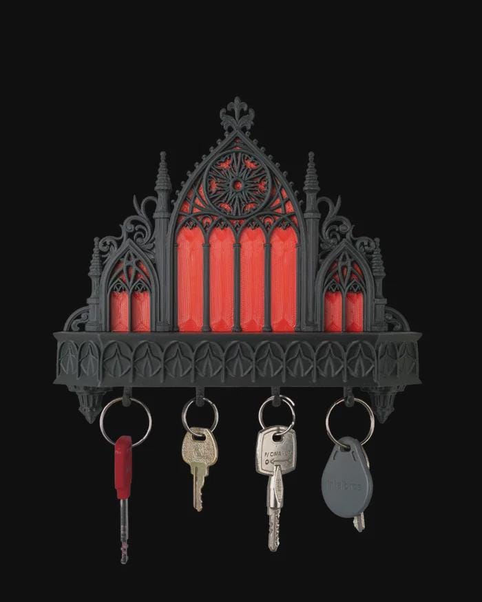 Gothic Keyholder With Shelf, Gothic Cathedral Arch Entryway Organizer ...