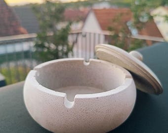 Aschenbecher mit Deckel Rico Zigarette Beton Outdoor für Außenbereich Innenbereich Deko Dekoration