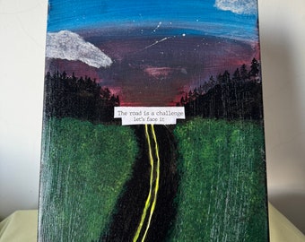 The Road Original Painting 25x30cm Acrylic Painting on Canvas Inspirational Quote