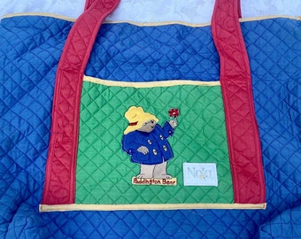 Vintage Nojo Paddington Bear Quilted Tote Color Block 90s Children