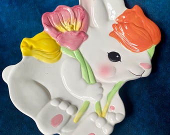 Vintage Easter Bunny Rabbit Chang Song Ceramic Dish