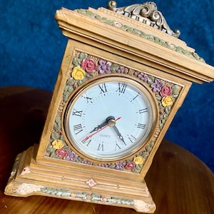 Vintage Hand Painted Floral Mantel Clock