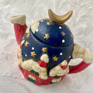 Vintage Small Christmas Ceramic Teapot Holiday Decor