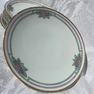 Vintage J&C Bavaria Germany Floral Gold Trim Porcelain Plates Set of Five