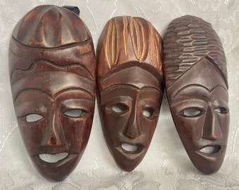 Vintage African Hand Carved Mask Set
