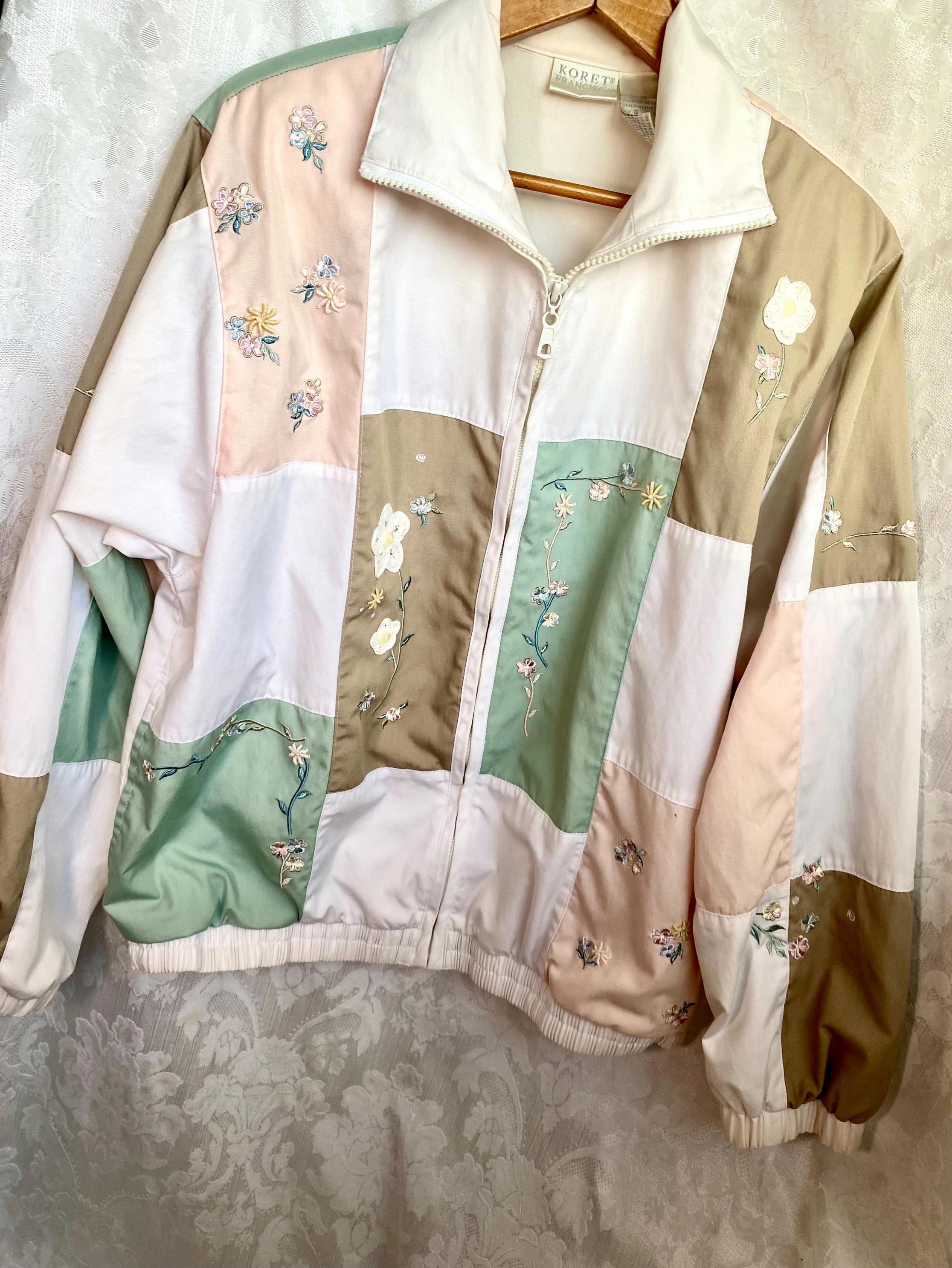 Koret Francisca Vintage Women Floral Embroidered Jacket Pastels