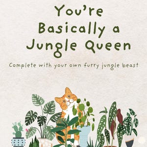 Funny Birthday Card for Plant Lovers with Cat | Houseplant Greeting Card | PERSONALIZED Birthday Card for Crazy Plant Lady | Cat Mom Gift