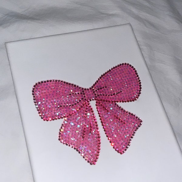 pink bow gem canvas