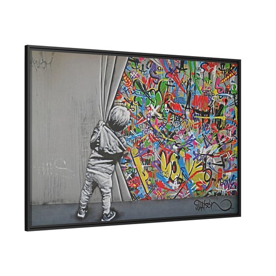 Banksy Behind the Curtain Canvas, Banksy Poster, Banksy Art