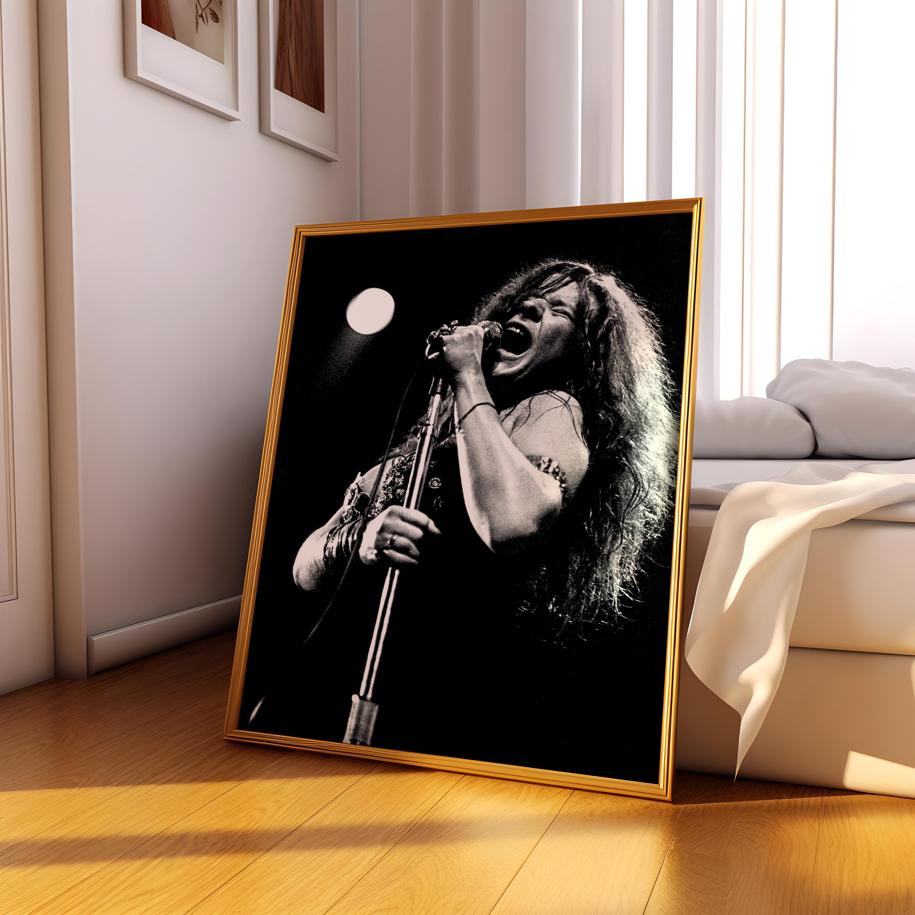 Janis Joplin Singing Wall Art, Janis Joplin Poster, Black and White Art ...