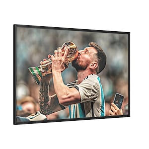 Lionel Messi Art Qatar 2022 World Cup Winner, Messi Framed Canvas, Lionel Messi Poster