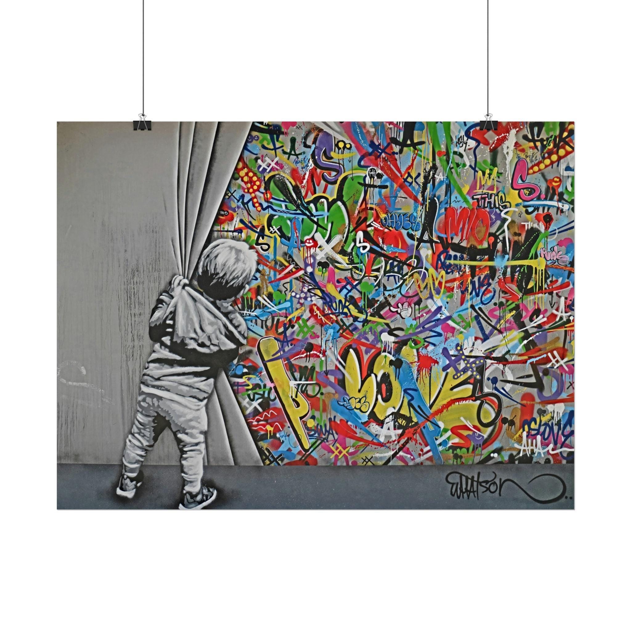 Banksy Behind the Curtain Canvas, Banksy Poster, Banksy Art 
