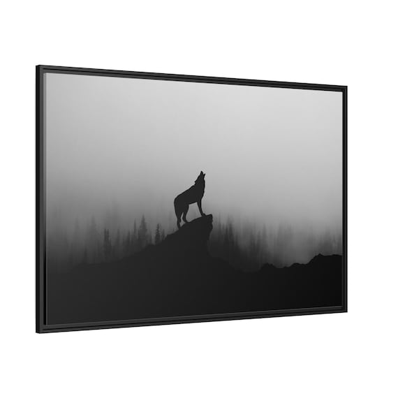 Wolf Poster, Wolf Howling Poster, Howling Wolf framed canvas, Black Wolf wall art