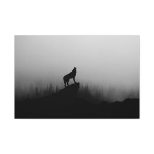 Wolf Poster, Wolf Howling Poster, Howling Wolf framed canvas, Black Wolf wall art image 4