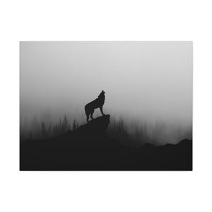 Wolf Poster, Wolf Howling Poster, Howling Wolf framed canvas, Black Wolf wall art image 5