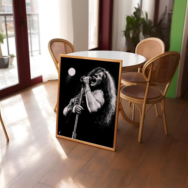 Janis Joplin Singing Wall Art, Janis Joplin Poster, Black and White Art ...
