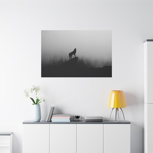 Wolf Poster, Wolf Howling Poster, Howling Wolf framed canvas, Black Wolf wall art image 3