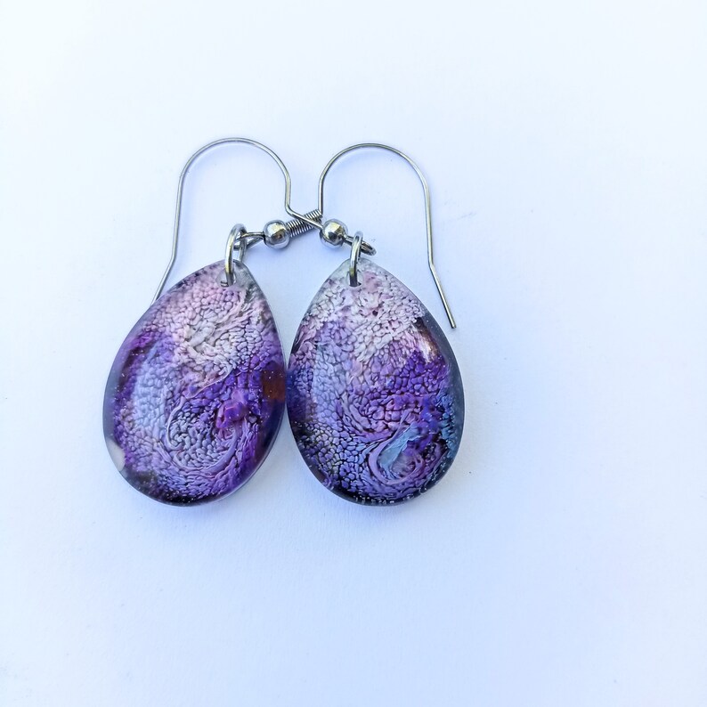 Short Purple Resin Earring