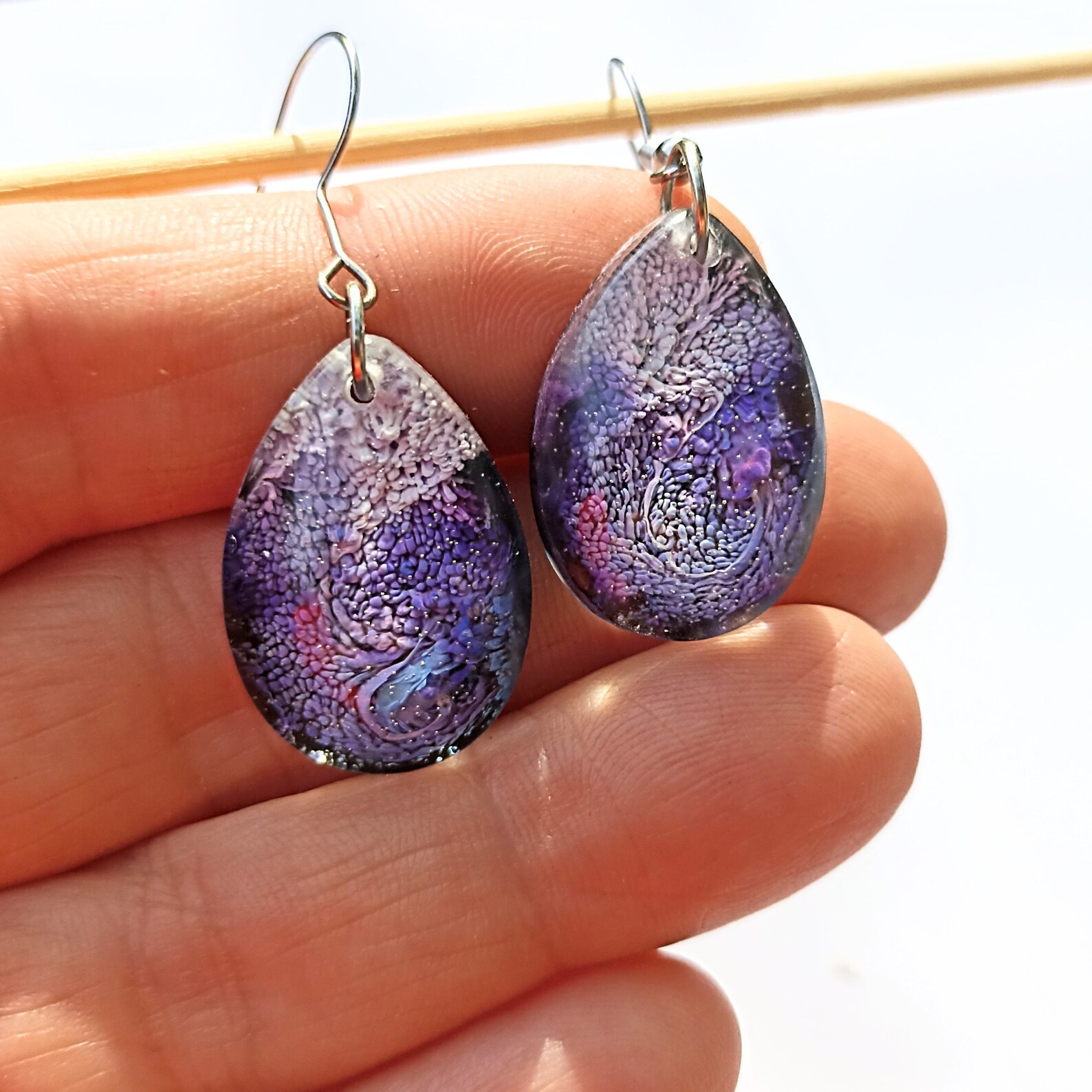 Short Purple Resin Earring main image 0