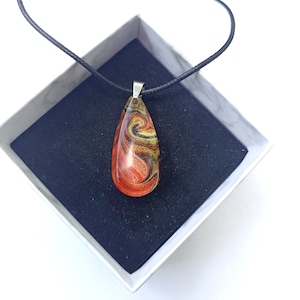 Vivid Orange Resin Necklace, Modern Drop Pendant, Eye-Catching Statement Jewellery, Ideal Birthday Present