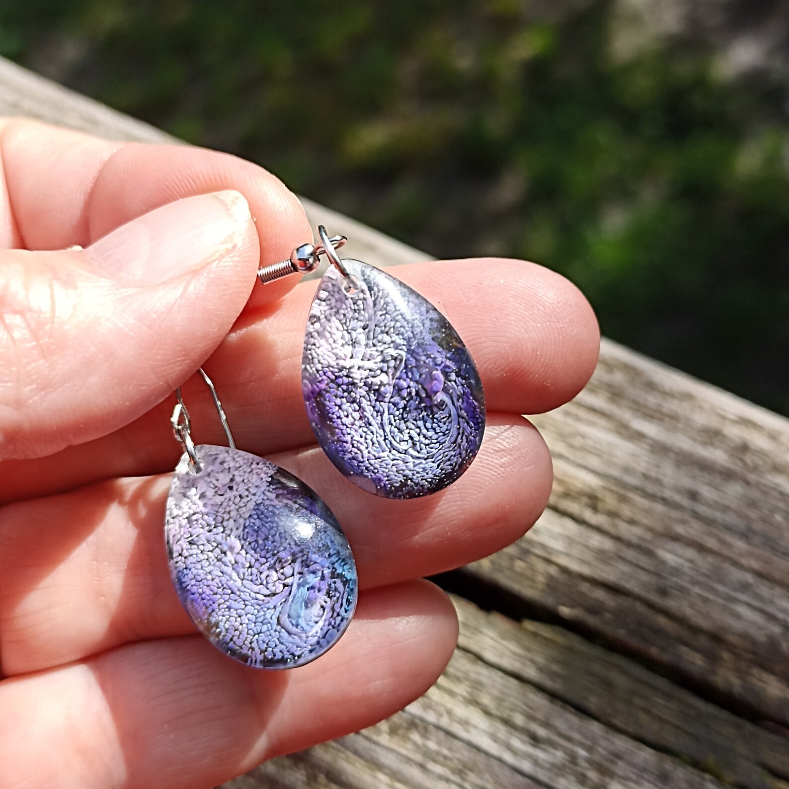 Short Purple Resin Earring main image 1