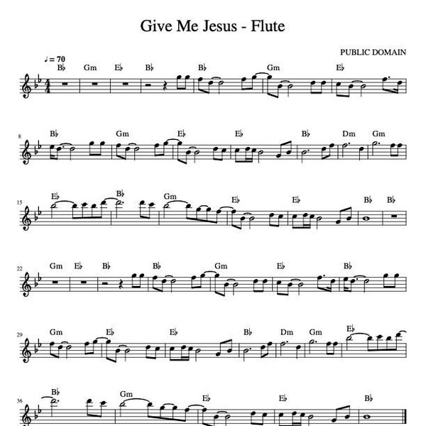 Give Me Jesus - Flute Sheet Music