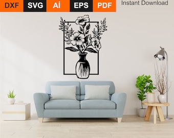 flowers wall art svg,dxf, EPS,AI and PDF files.plasma cut file,wall art dxf,laser cut files,Glowforge files, flowers panel svg