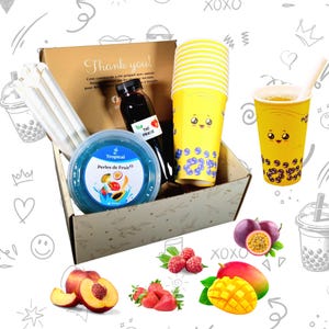 Kit Bubble Tea Maison : Devenez Barista de Bubble Tea avec Facilité et Style 8 à 10 Bubble Tea. Gobelets cartons spécial Bubble Tea