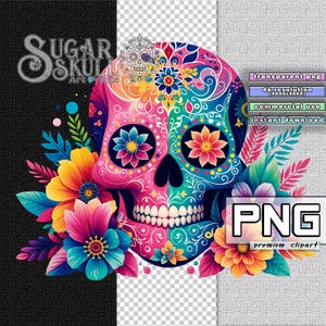 Aquarelle peinte à la main en forme de crâne de sucre coloré PNG, impression par sublimation, utilisation commerciale, Illustration du jour des morts