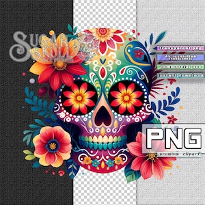 Clipart original de crâne en sucre : PNG | Sublimation | Utilisation commerciale