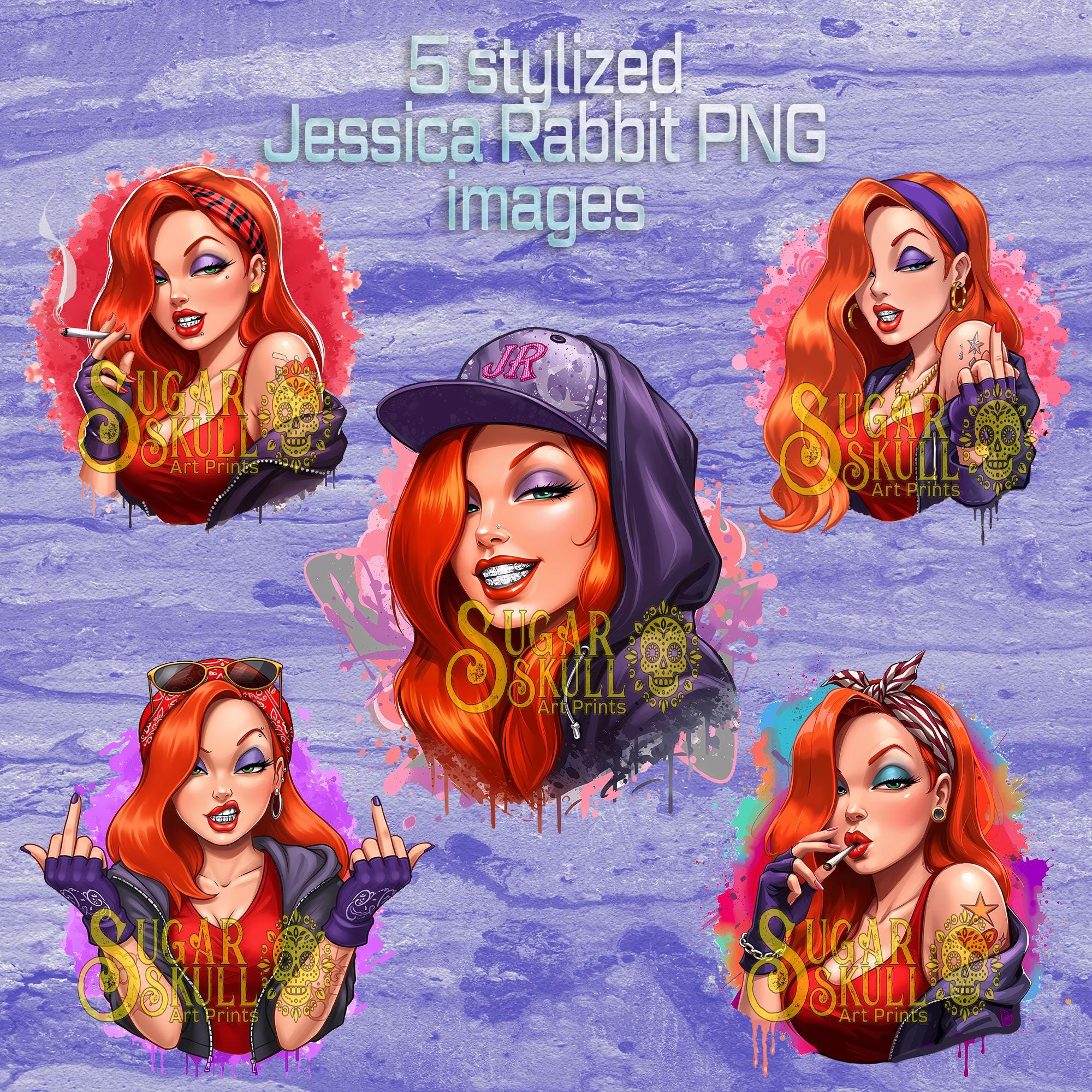 Jessica Rabbit Clipart Set: Edgy Cartoon Diva PNG Graphics (digital ...